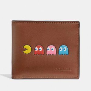 COACH x Pac-Man Brown Billfold Leather Wallet Men